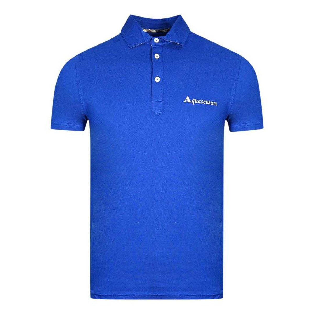 Blue - Front - Aquascutum Unisex Adult Signature Logo Polo Shirt