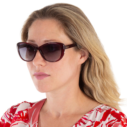 Burgundy-Grey - Pack Shot - Calvin Klein Womens-Ladies Gradient Sunglasses