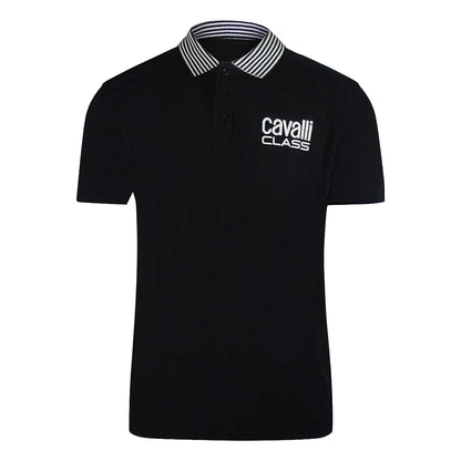 Black - Front - Cavalli Class Unisex Adult Contrast Striped Striped Neckline Polo Shirt