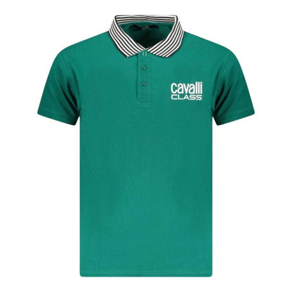 Green - Front - Cavalli Class Unisex Adult Contrast Striped Striped Neckline Polo Shirt