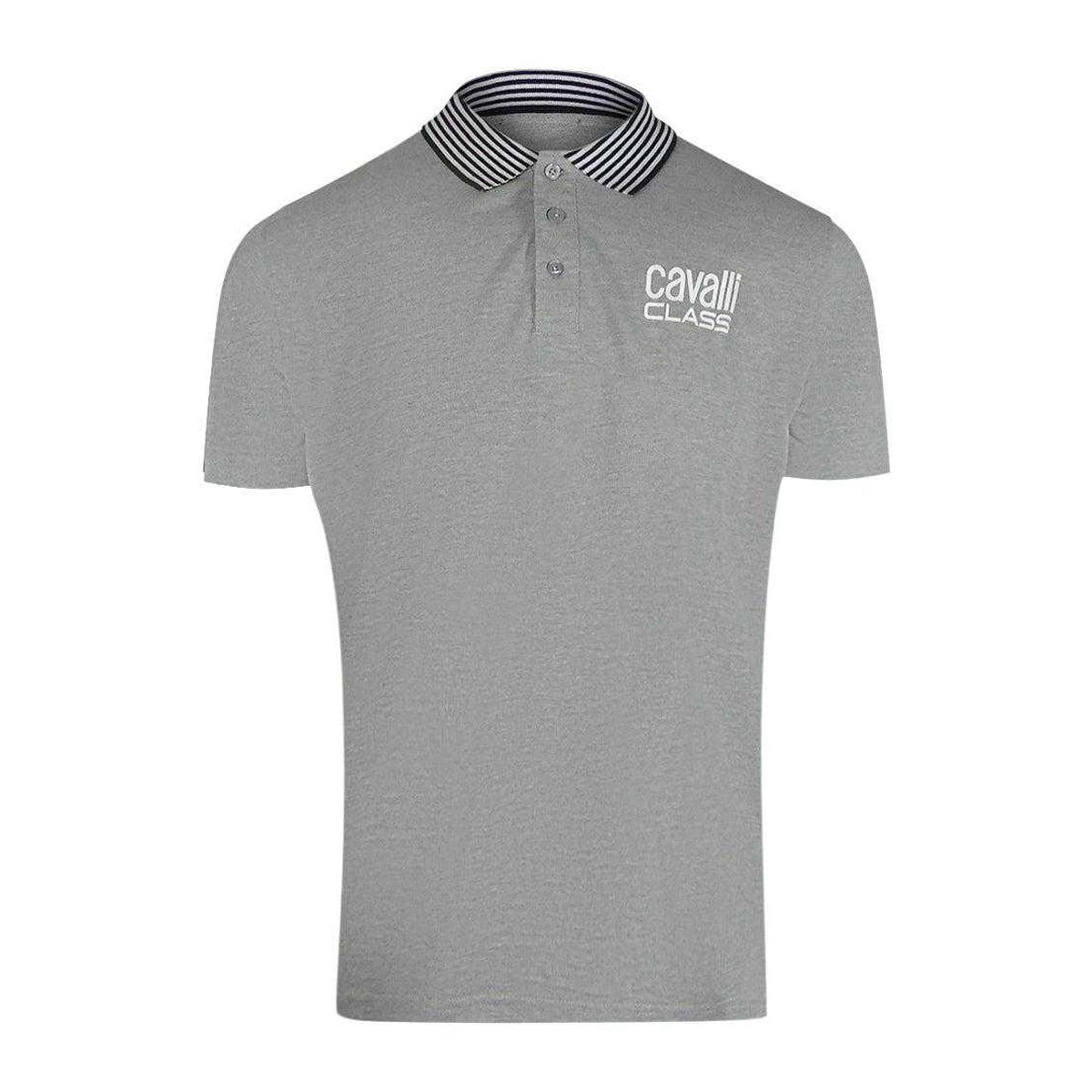 Grey - Front - Cavalli Class Unisex Adult Contrast Striped Striped Neckline Polo Shirt