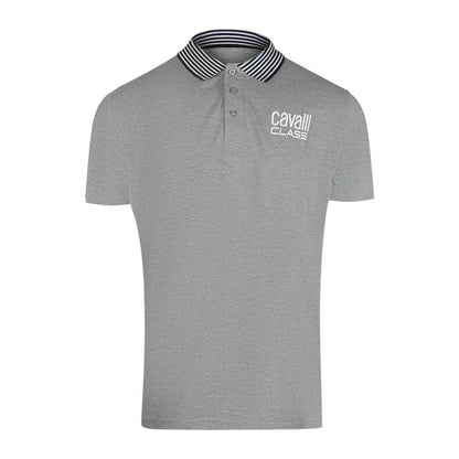 Grey - Front - Cavalli Class Unisex Adult Contrast Striped Striped Neckline Polo Shirt