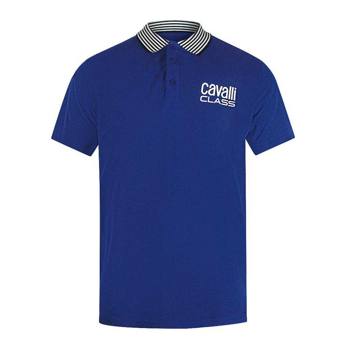 Royal Blue - Front - Cavalli Class Unisex Adult Contrast Striped Striped Neckline Polo Shirt