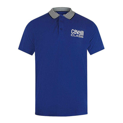 Royal Blue - Front - Cavalli Class Unisex Adult Contrast Striped Striped Neckline Polo Shirt