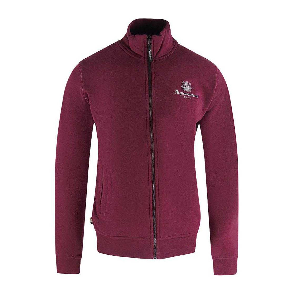 Burgundy - Front - Aquascutum Unisex Adult Full Zip Active Sweatshirt