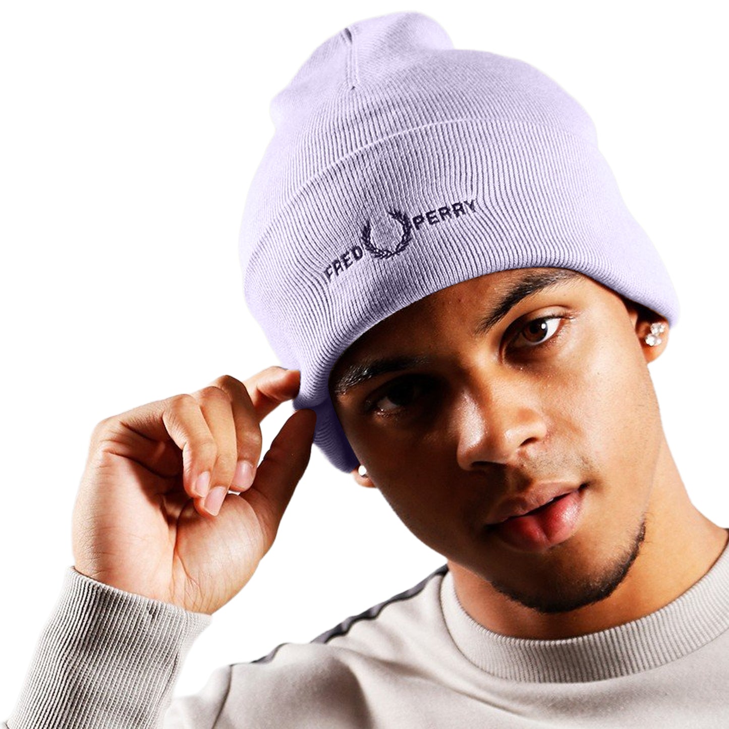 Lilac - Lifestyle - Fred Perry Unisex Adult Graphic Logo Beanie