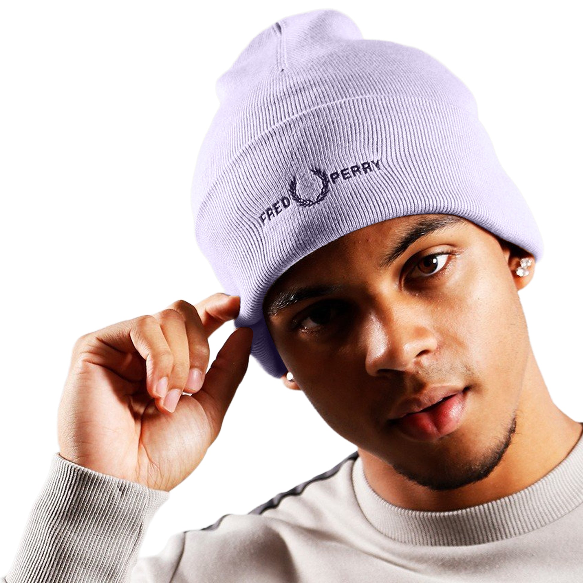 Lilac - Lifestyle - Fred Perry Unisex Adult Graphic Logo Beanie