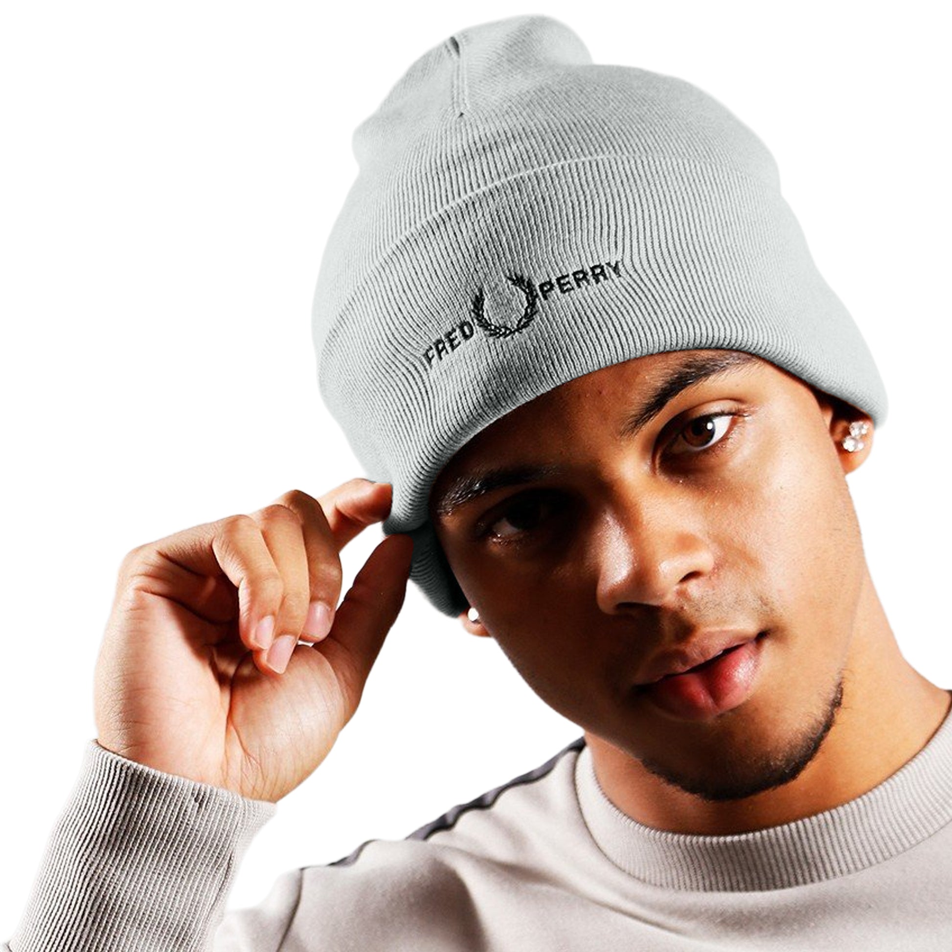 Silver - Lifestyle - Fred Perry Unisex Adult Graphic Logo Beanie