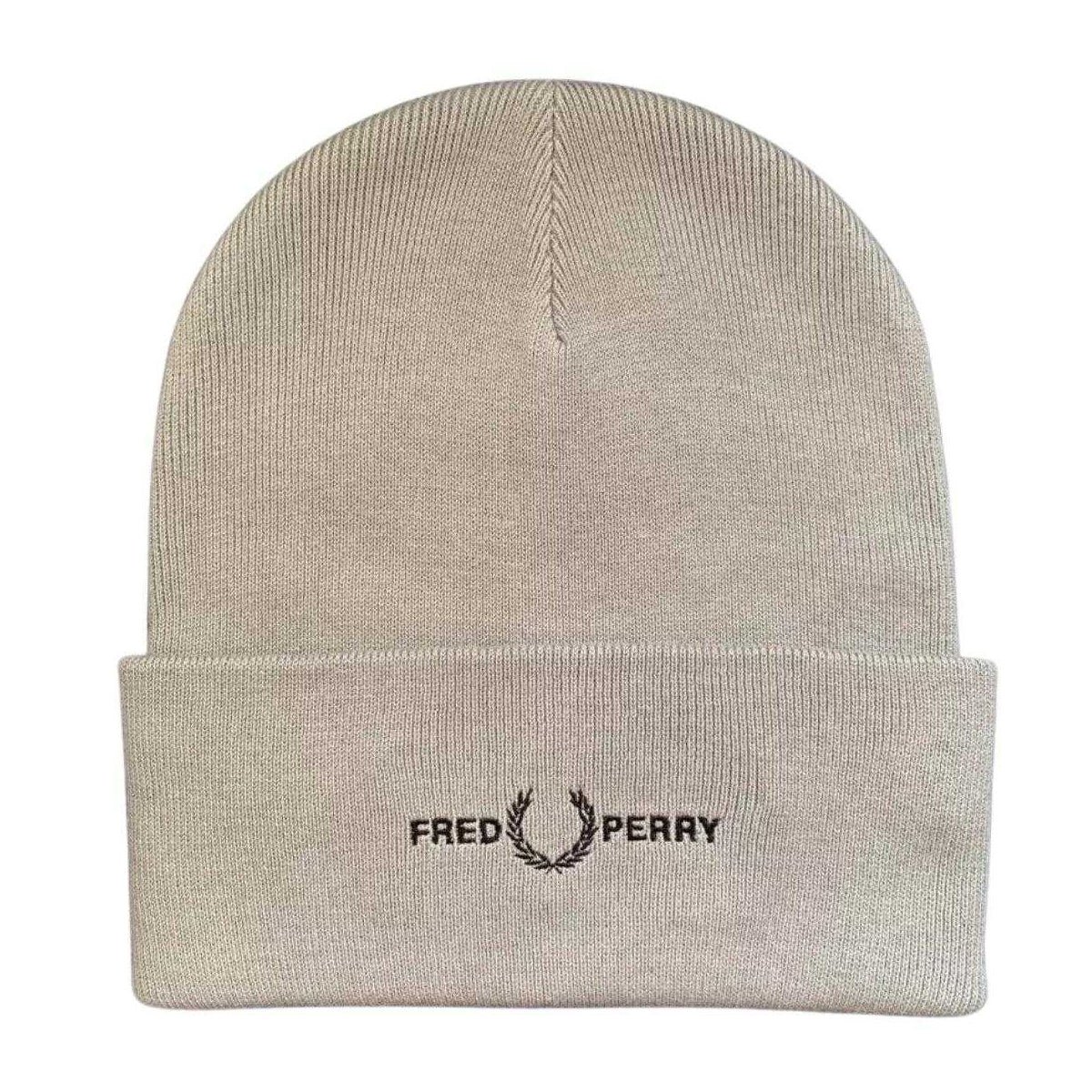Stone Grey - Front - Fred Perry Classic Logo Beanie