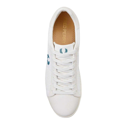 White - Side - Fred Perry Mens Laurel Wreath Logo Leather Trainers