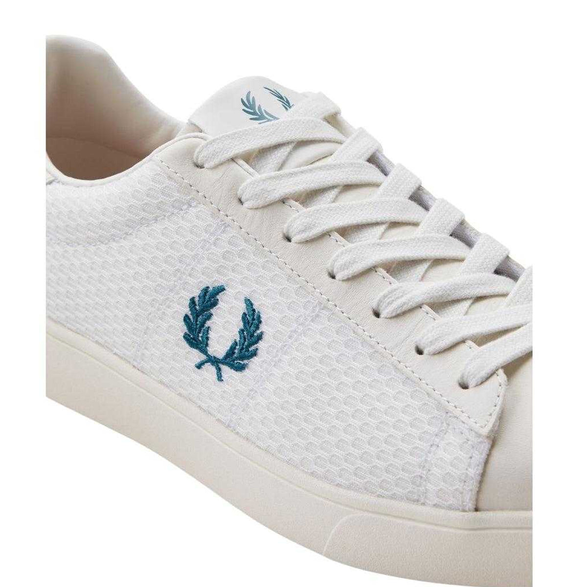 White - Lifestyle - Fred Perry Mens Laurel Wreath Logo Leather Trainers