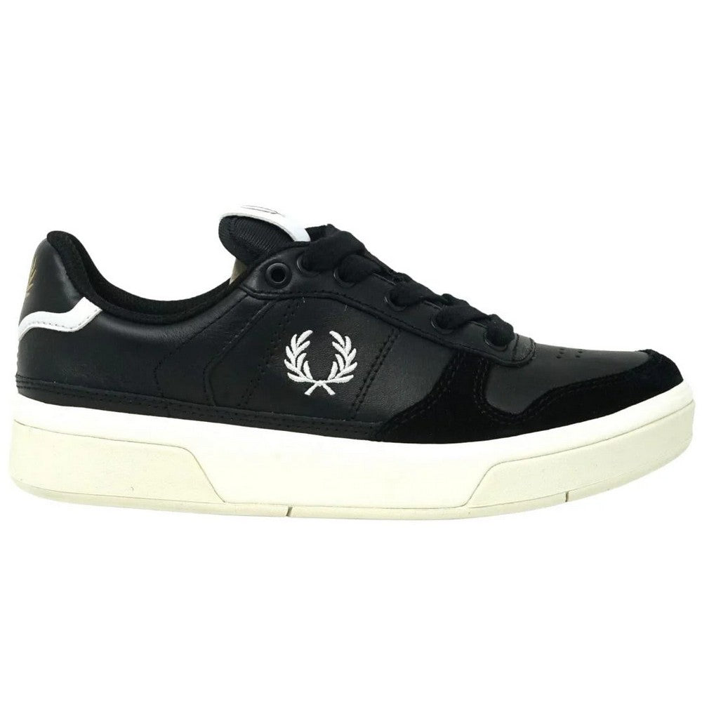 Black - Side - Fred Perry Womens-Ladies Leather Trainers