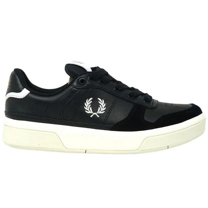 Black - Side - Fred Perry Womens-Ladies Leather Trainers