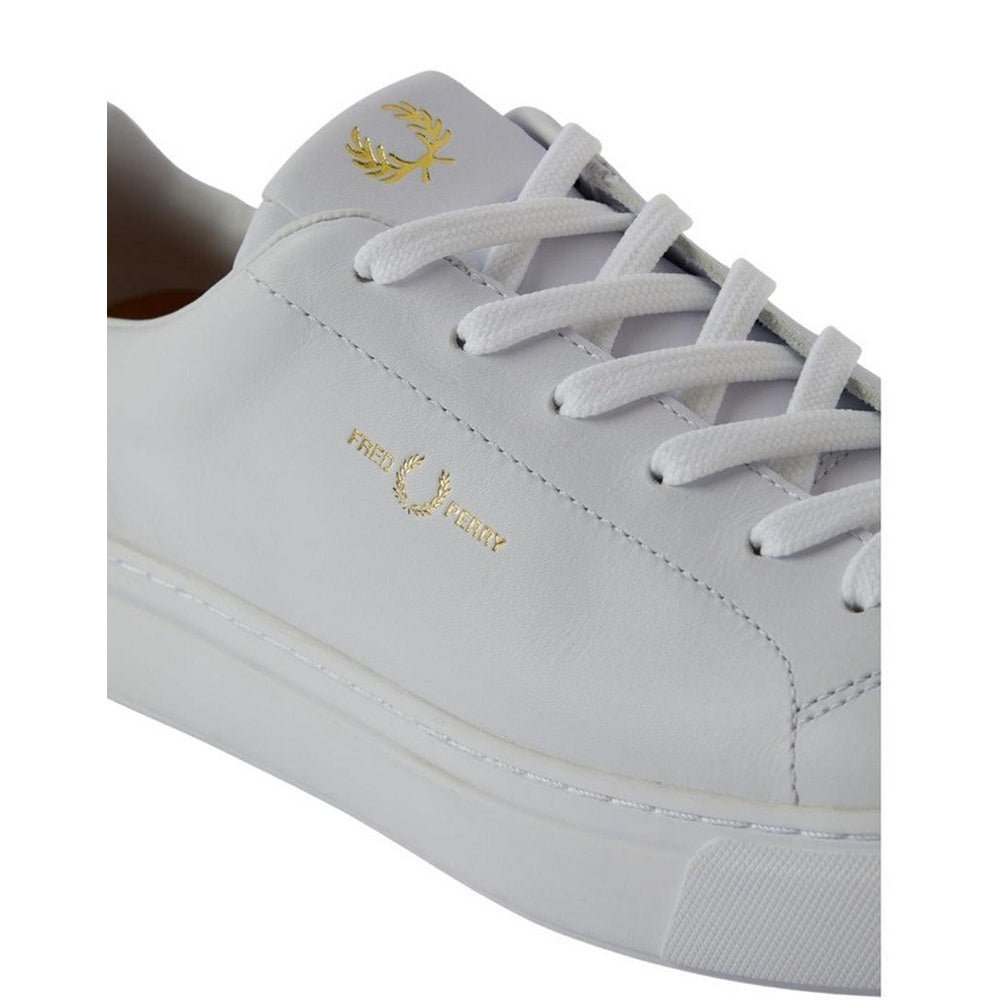 White - Side - Fred Perry Mens Classic Logo Leather Trainers