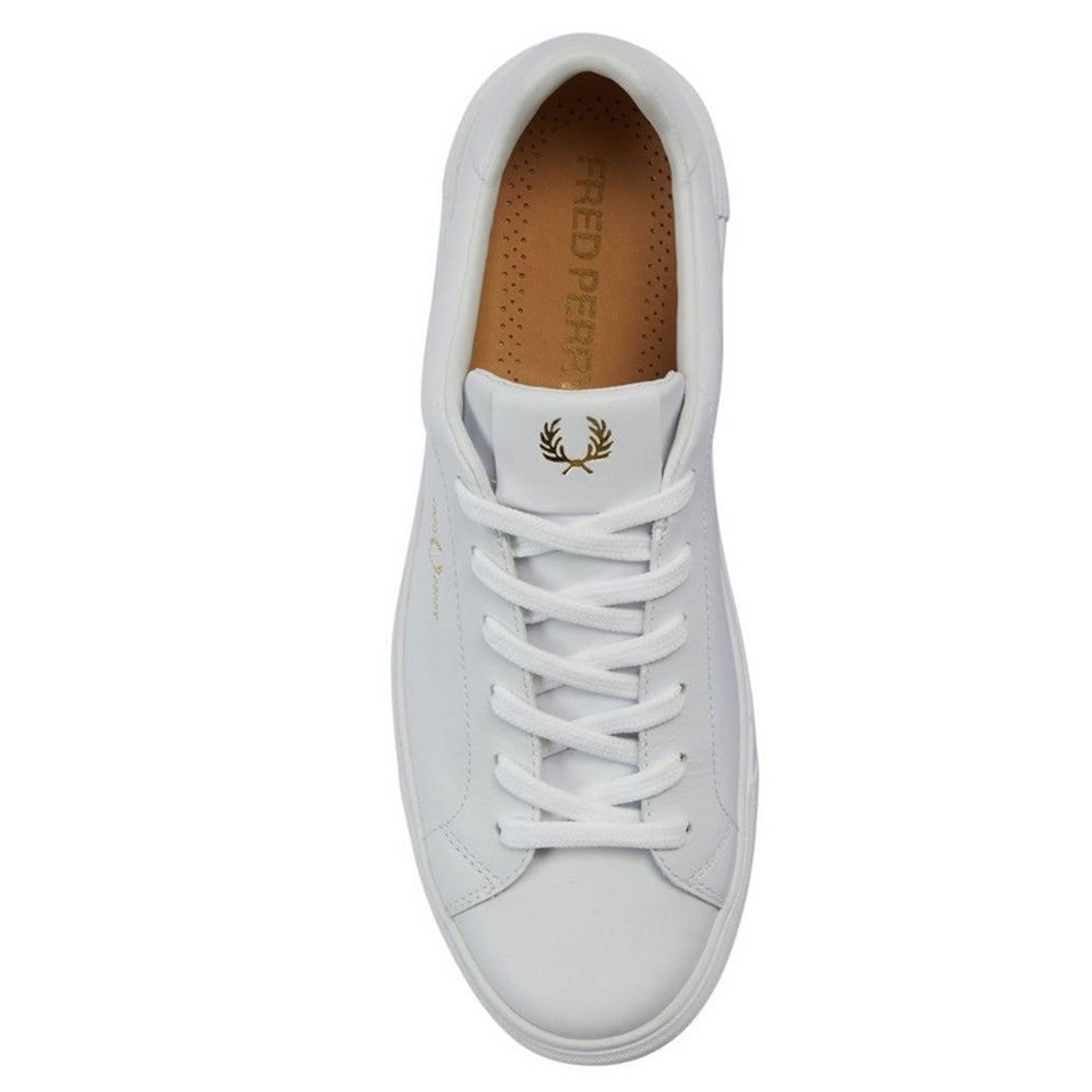 White - Lifestyle - Fred Perry Mens Classic Logo Leather Trainers
