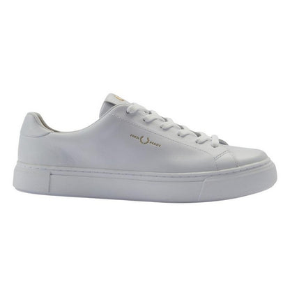 White - Front - Fred Perry Mens Classic Logo Leather Trainers