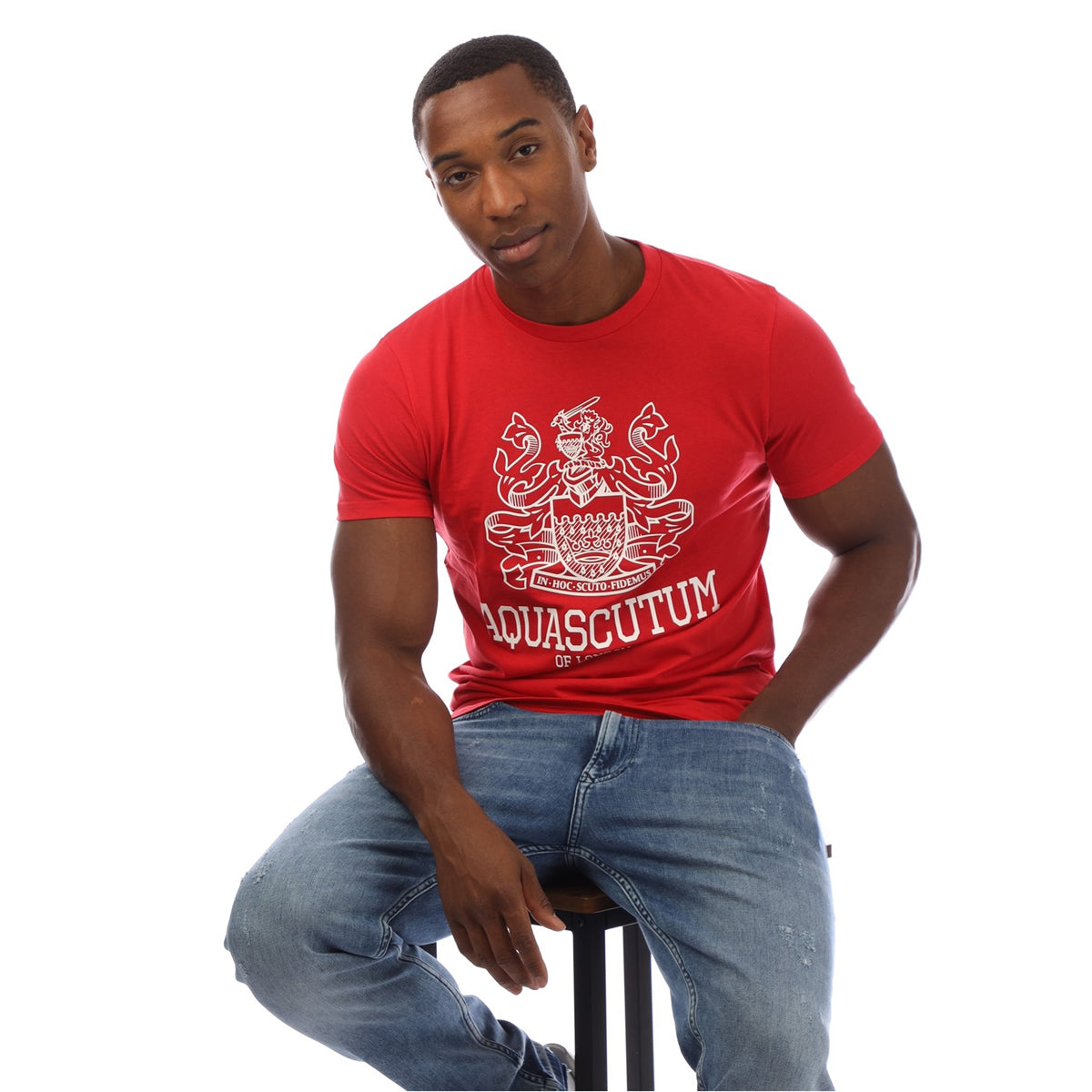 Red - Side - Aquascutum Mens London Aldis T-Shirt