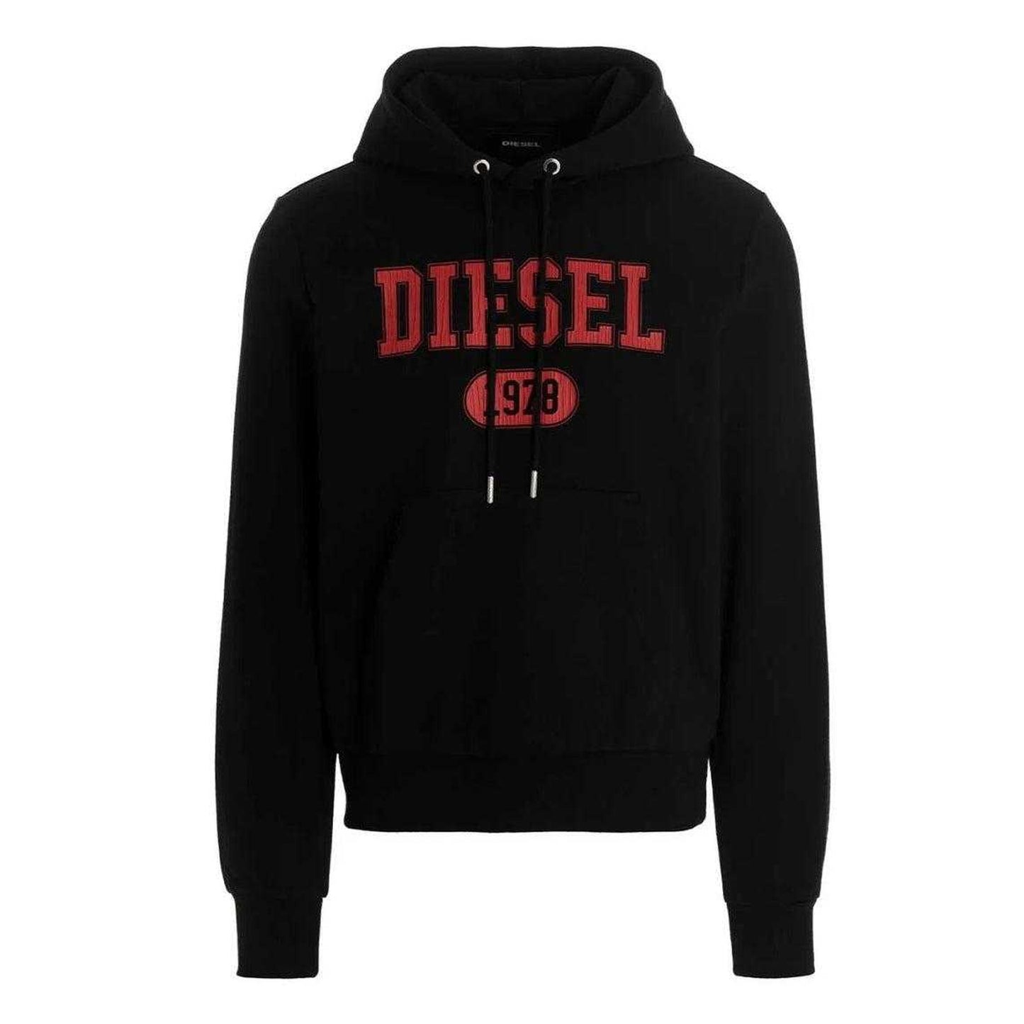 Black - Front - Diesel Mens Varsity Logo Hoodie