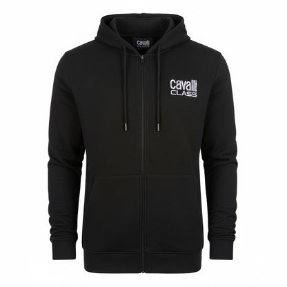 Black - Front - Cavalli Class Mens Logo Full Zip Hoodie