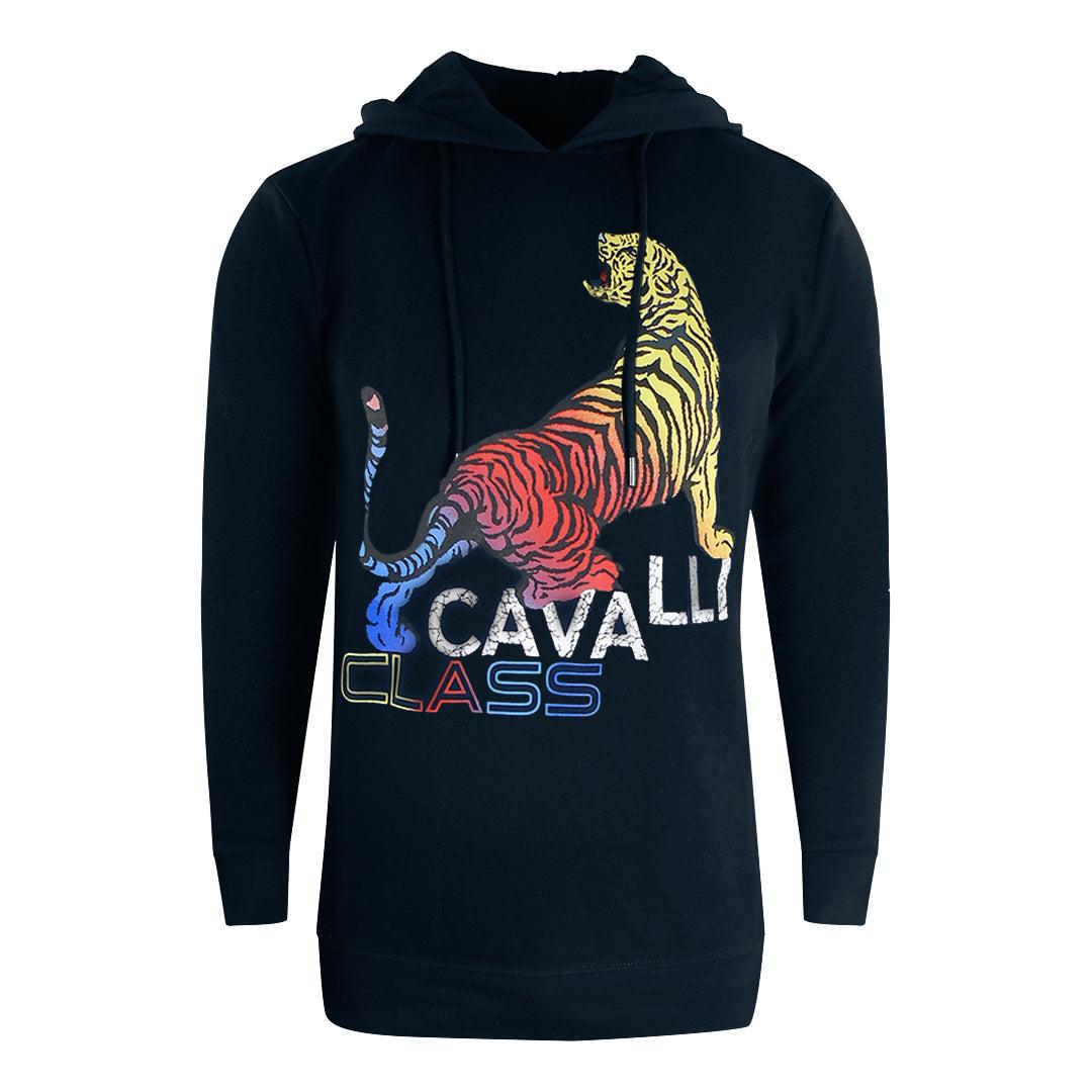 Dark Blue - Front - Cavalli Class Mens Bold Tiger Full Zip Hoodie