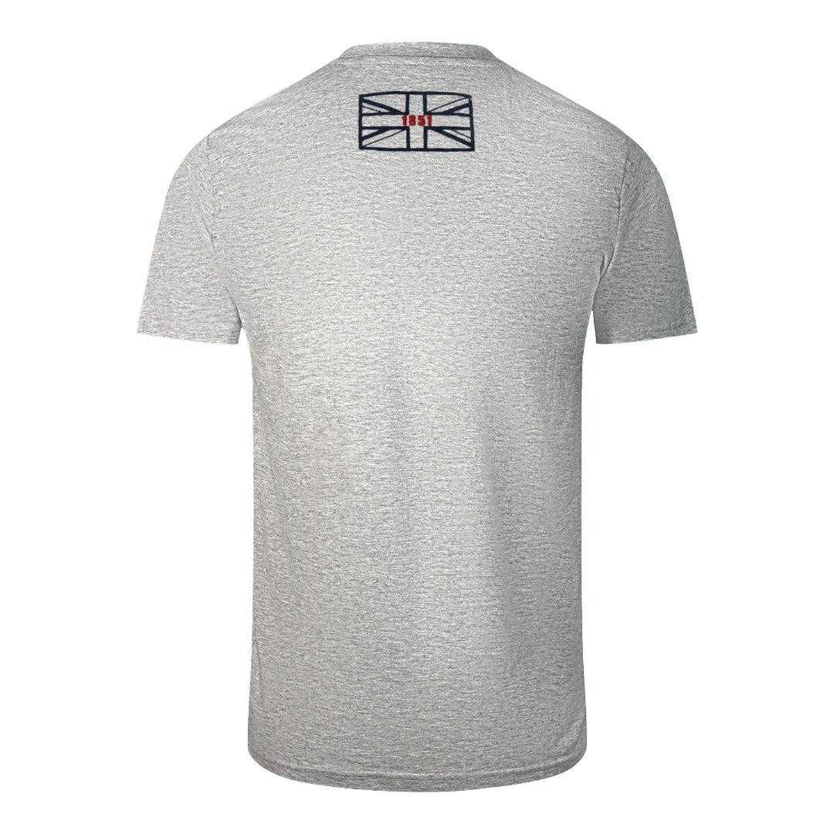 Grey - Back - Aquascutum Mens London 1851 Logo Taped T-Shirt