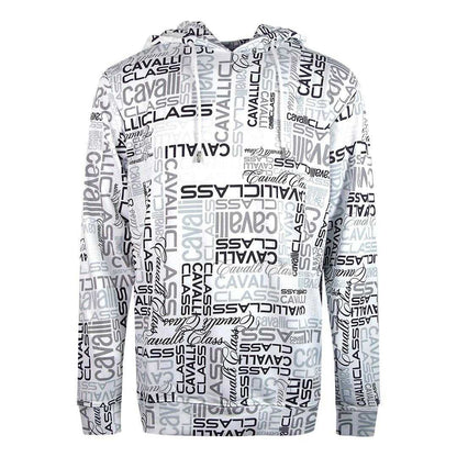 White - Front - Cavalli Class Mens Repeat Logo Hoodie