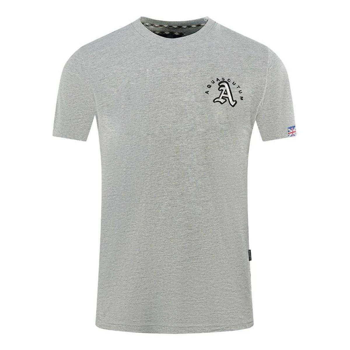 Grey - Front - Aquascutum Mens London Embroidered Back Print T-Shirt