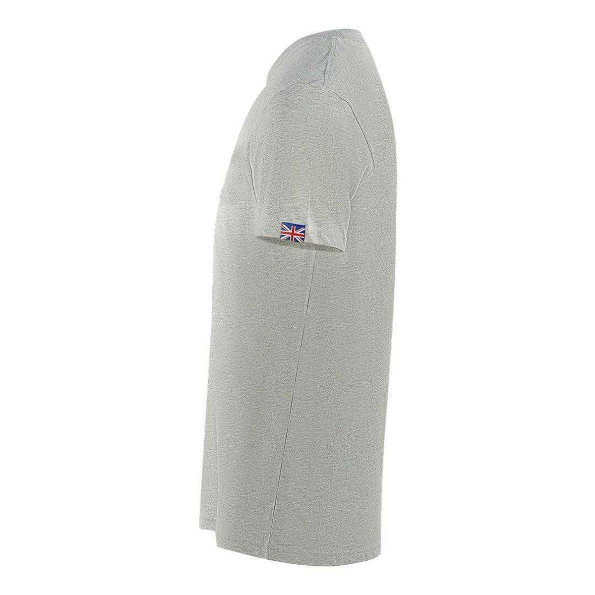 Grey - Side - Aquascutum Mens London Embroidered Back Print T-Shirt