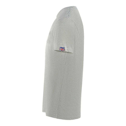 Grey - Side - Aquascutum Mens London Embroidered Back Print T-Shirt
