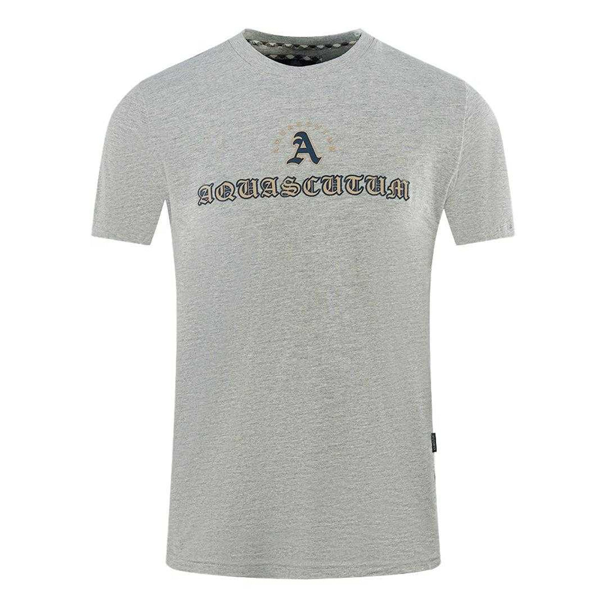 Grey - Front - Aquascutum Unisex Adult Script Logo T-Shirt