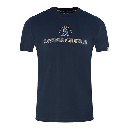 Navy Blue - Front - Aquascutum Unisex Adult Script Logo T-Shirt