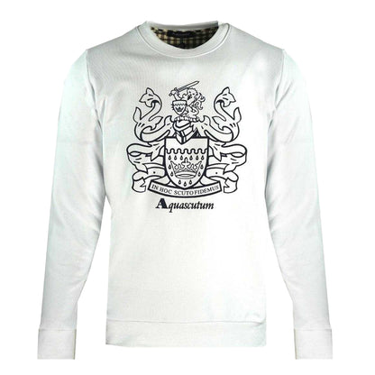 White - Front - Aquascutum Mens Crest Crew Neck Sweatshirt