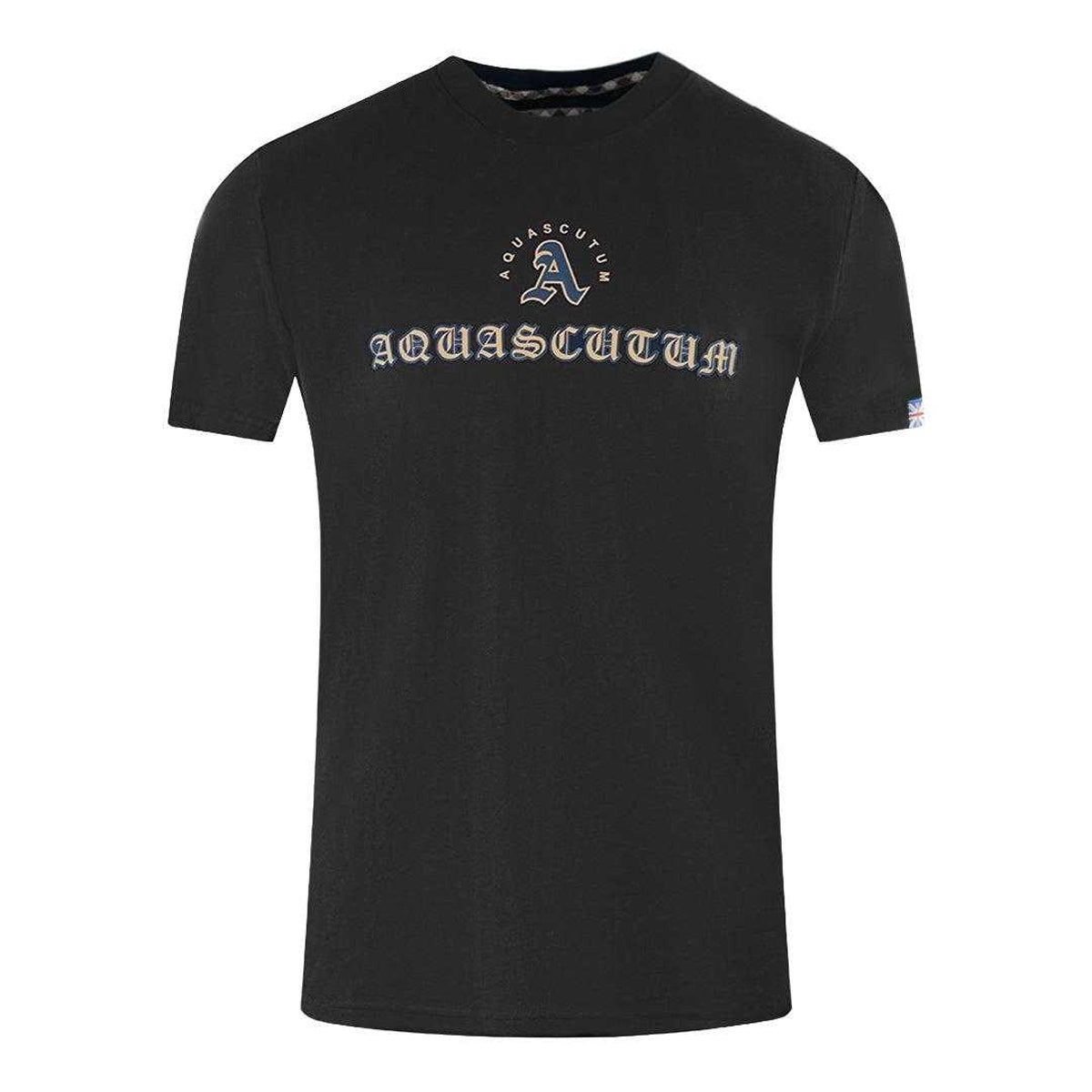 Black - Front - Aquascutum Unisex Adult Script Logo T-Shirt