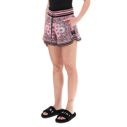 Pink-Black - Side - Amiri Womens-Ladies Knitted Bandana Basketball Shorts