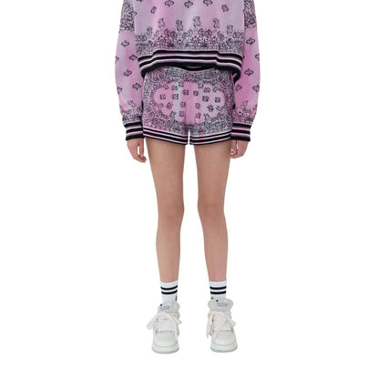Pink-Black - Pack Shot - Amiri Womens-Ladies Knitted Bandana Basketball Shorts