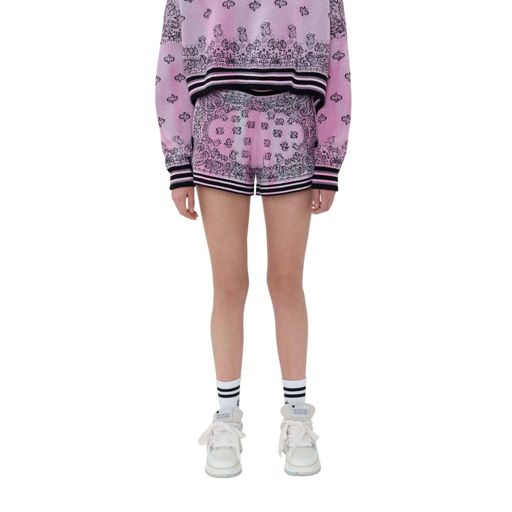 Pink-Black - Pack Shot - Amiri Womens-Ladies Knitted Bandana Basketball Shorts