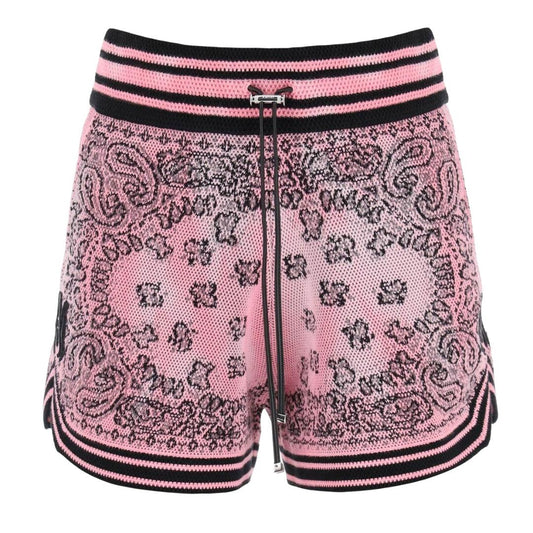 Pink-Black - Front - Amiri Womens-Ladies Knitted Bandana Basketball Shorts