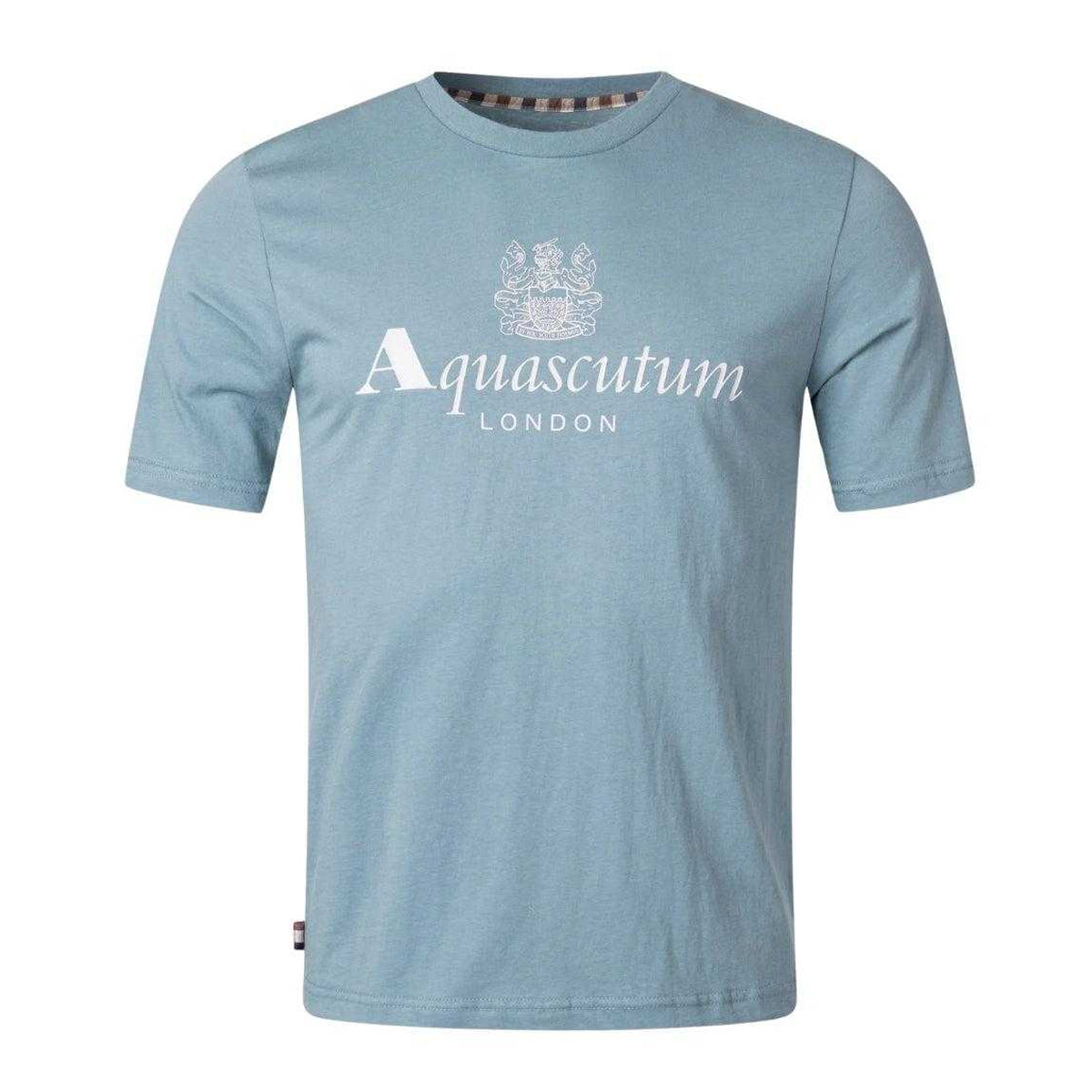 Blue - Front - Aquascutum Mens Active Big Logo T-Shirt