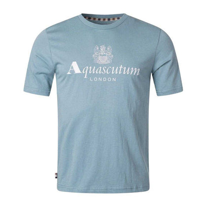 Blue - Front - Aquascutum Mens Active Big Logo T-Shirt