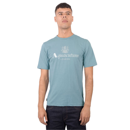 Blue - Side - Aquascutum Mens Active Big Logo T-Shirt