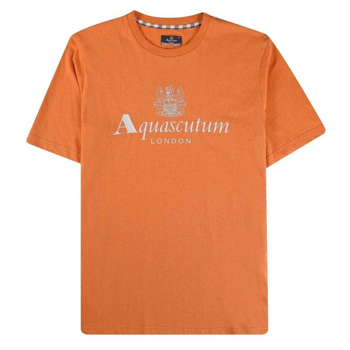 Orange - Front - Aquascutum Mens Active Big Logo T-Shirt