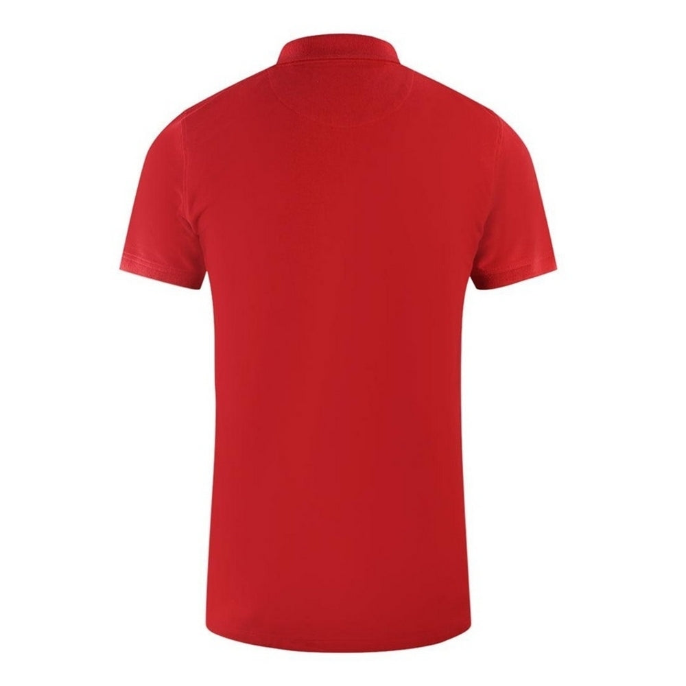 Red - Back - Aquascutum Mens Boxed Logo Polo Shirt