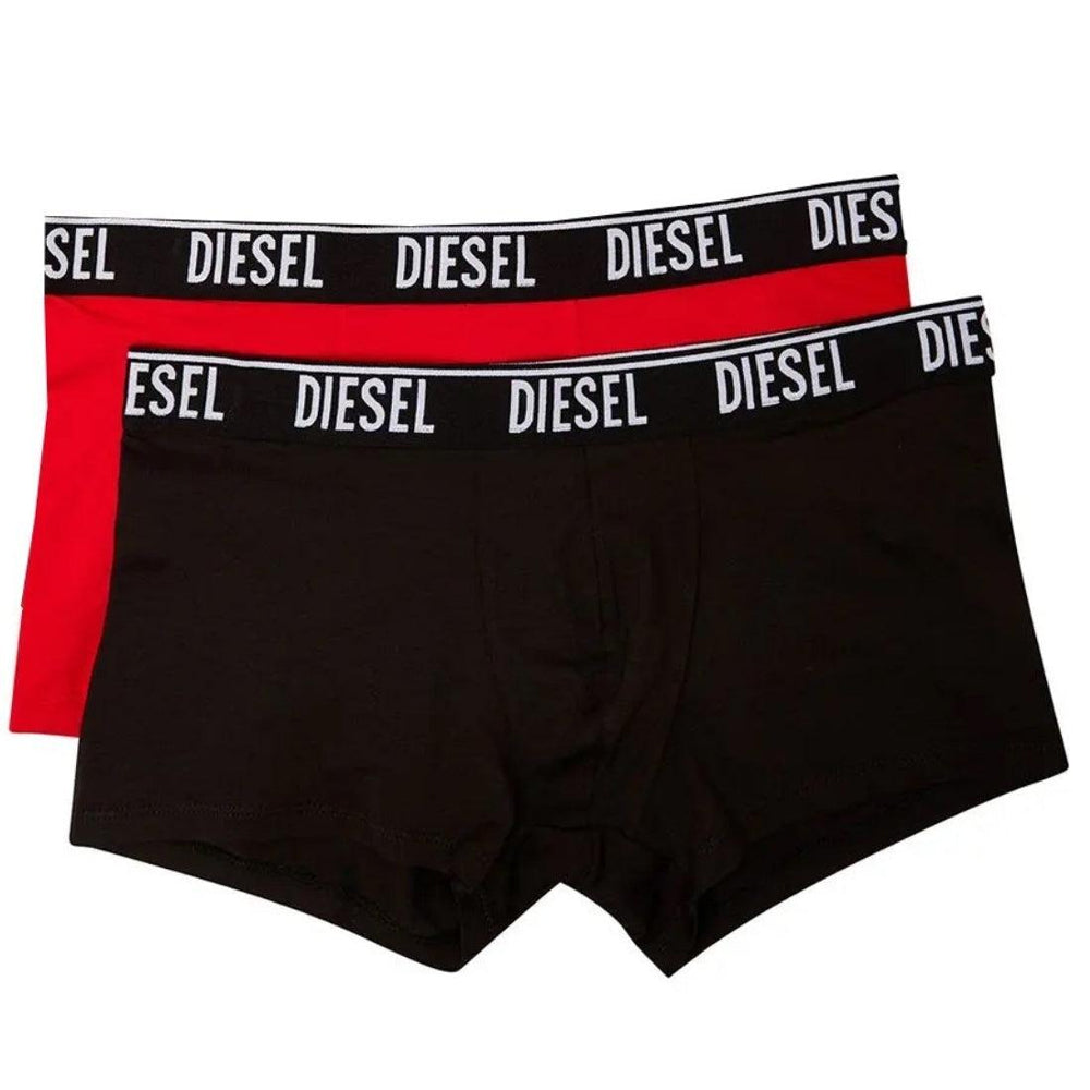 Black-Red - Front - Diesel Mens Umbx-Shawn Boxer Shorts (Pack of 2)