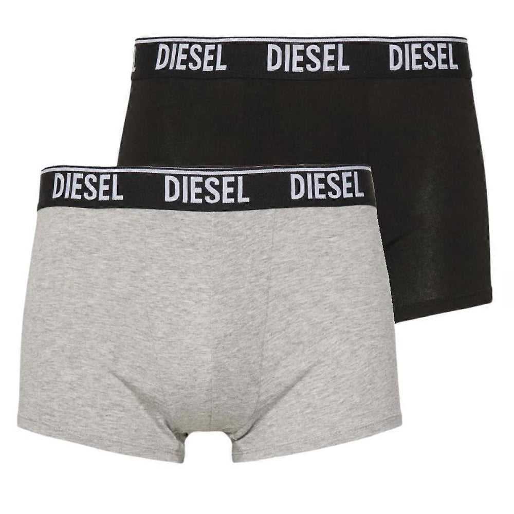 Black-Grey - Front - Diesel Mens Umbx-Shawn Boxer Shorts (Pack of 2)