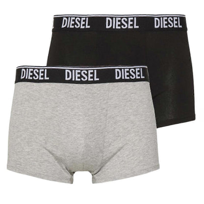 Black-Grey - Front - Diesel Mens Umbx-Shawn Boxer Shorts (Pack of 2)