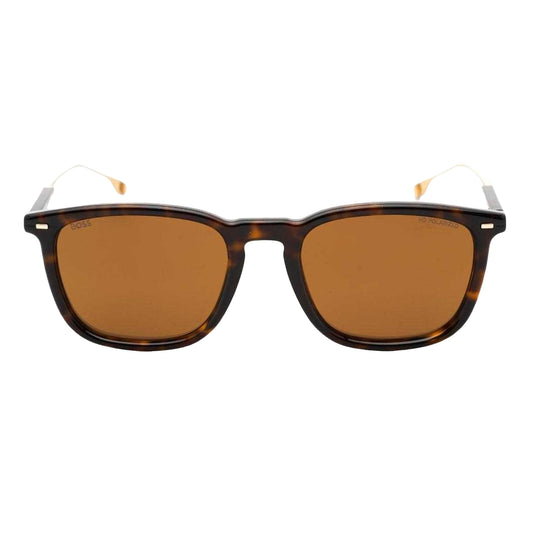 Havana Brown - Front - Hugo Boss Mens Rectangular Sunglasses