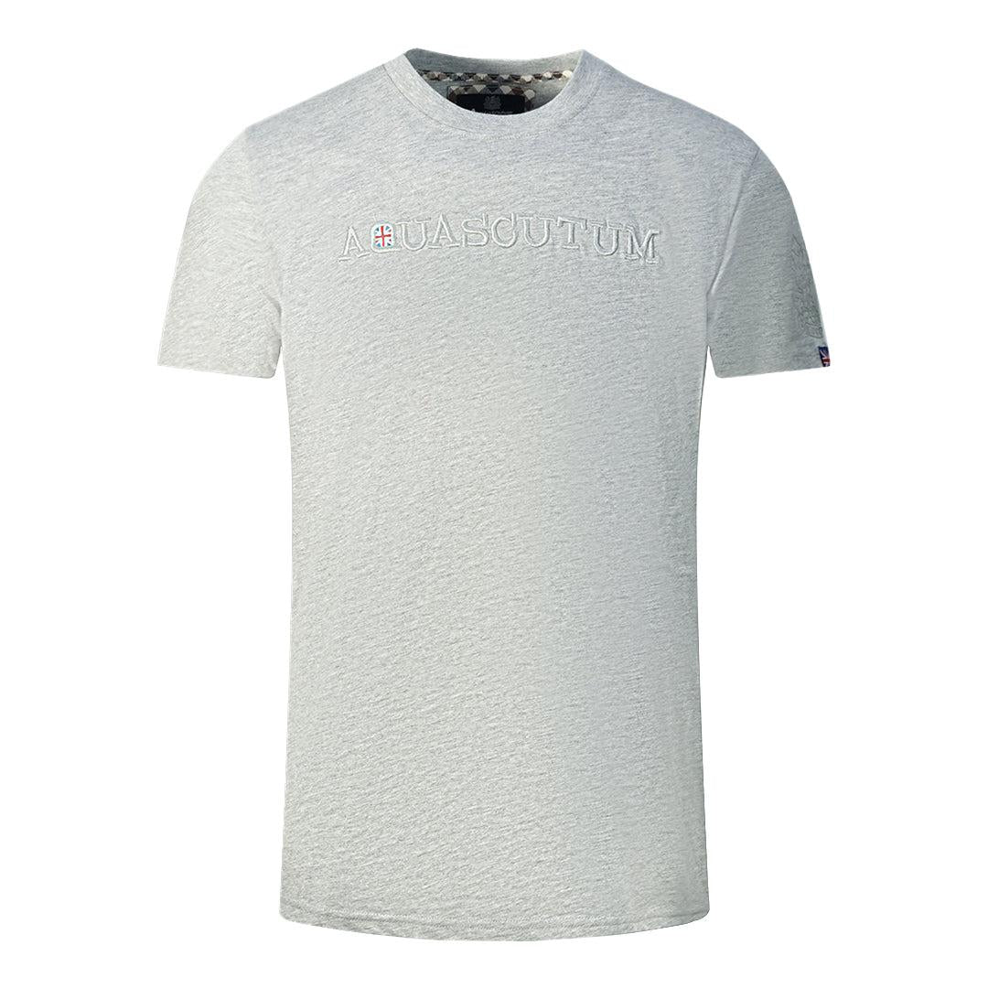 Grey - Front - Aquascutum Mens Embossed Logo T-Shirt