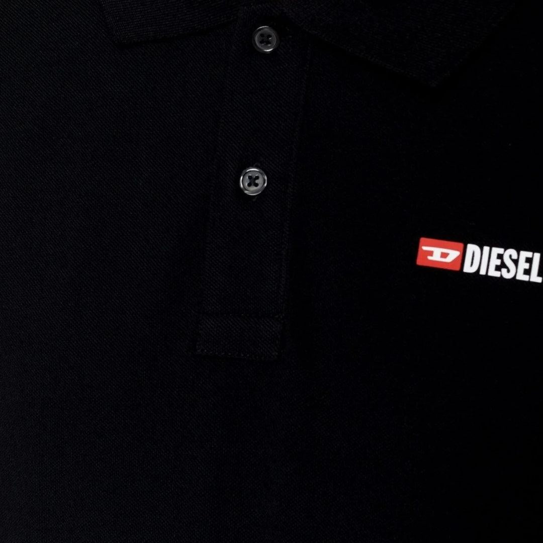 Black - Side - Diesel Mens Weet-Spilt Polo Shirt