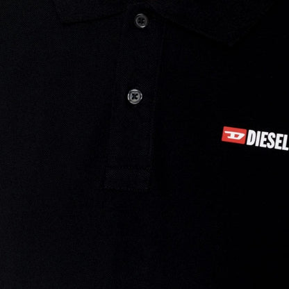 Black - Side - Diesel Mens Weet-Spilt Polo Shirt