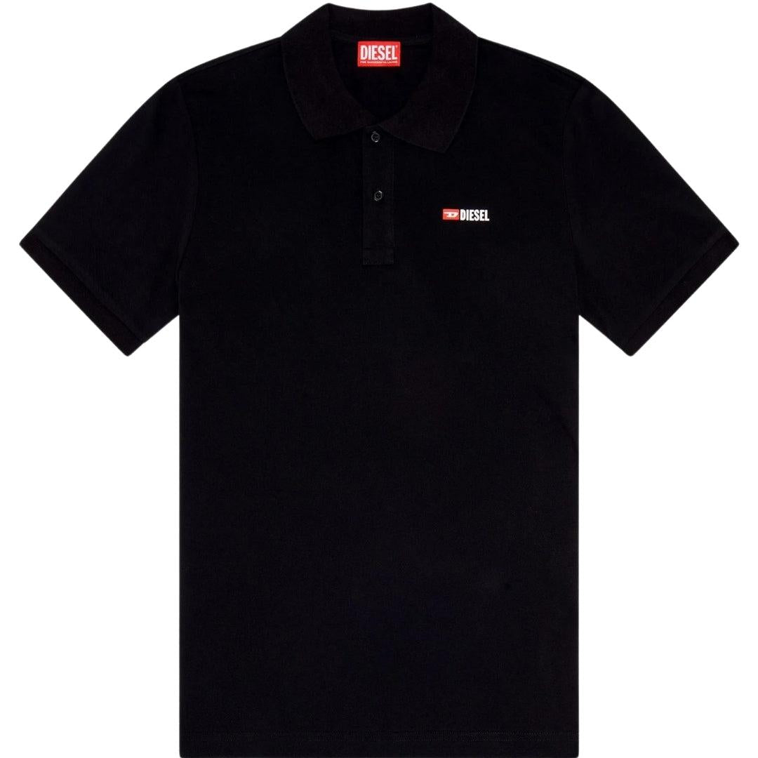 Black - Front - Diesel Mens Weet-Spilt Polo Shirt